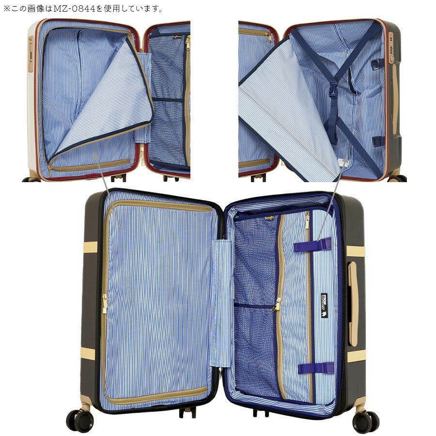 【moz】 mz0859-48 トランク風キャリーケース 38-44L スーツケース レディース 機内持ち込み可能 拡張機能付き TSA Sサイズ ブランド プレゼント ブラック