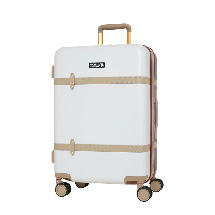 【moz】 mz0859-57 トランク風キャリーケース 56-65L スーツケース レディース ダイヤルロック 拡張機能付き TSA Mサイズ ブランド プレゼント ブラック