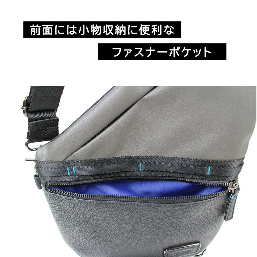 NICOLE nil291 リープス タテ型ボディバッグ ワンショルダーバッグ 斜め掛け合成皮革 軽量 A4 かばん 普段使い カジュアル メンズ プレゼント ギフト ブラック