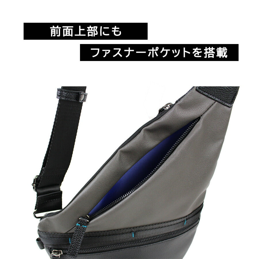 NICOLE nil291 リープス タテ型ボディバッグ ワンショルダーバッグ 斜め掛け合成皮革 軽量 A4 かばん 普段使い カジュアル メンズ プレゼント ギフト ブラック