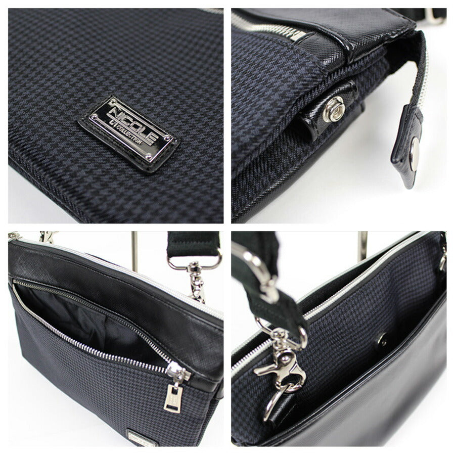 【正規取扱店】NICOLE ニコル ニューアーバン シリーズ NIL227 クラッチバッグ ショルダーバッグ 2way マチなし コンパクト ブランド おすすめ おしゃれ シンプル 黒 ブラック 紺 ネイビー 合皮 サフィアーノ調 トレンド 送料無料 プレゼント