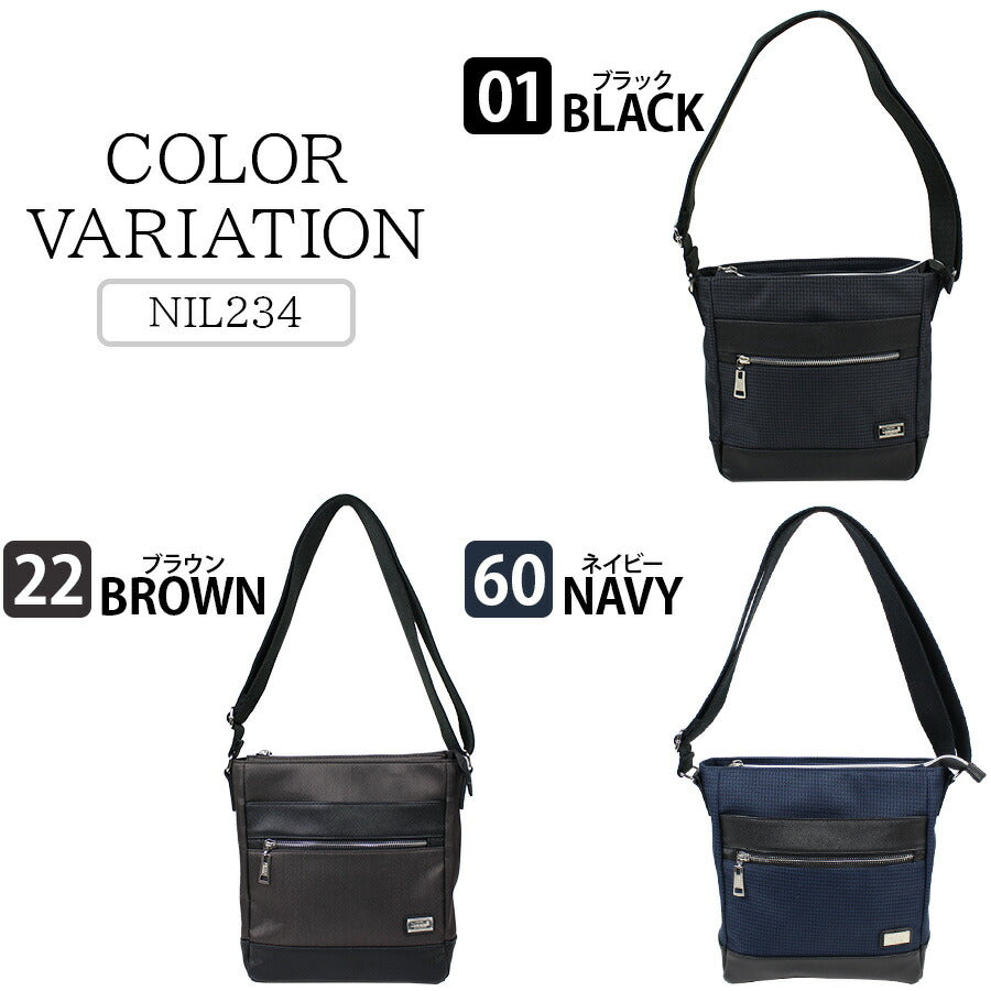 【正規取扱店】NICOLE ニコル ニューアーバン シリーズ NIL234 ショルダーバッグ 大きめ 大容量 コンパクト ブランド おすすめ おしゃれ シンプル 黒 ブラック 紺 ネイビー 合皮 サフィアーノ調 トレンド 送料無料 プレゼント