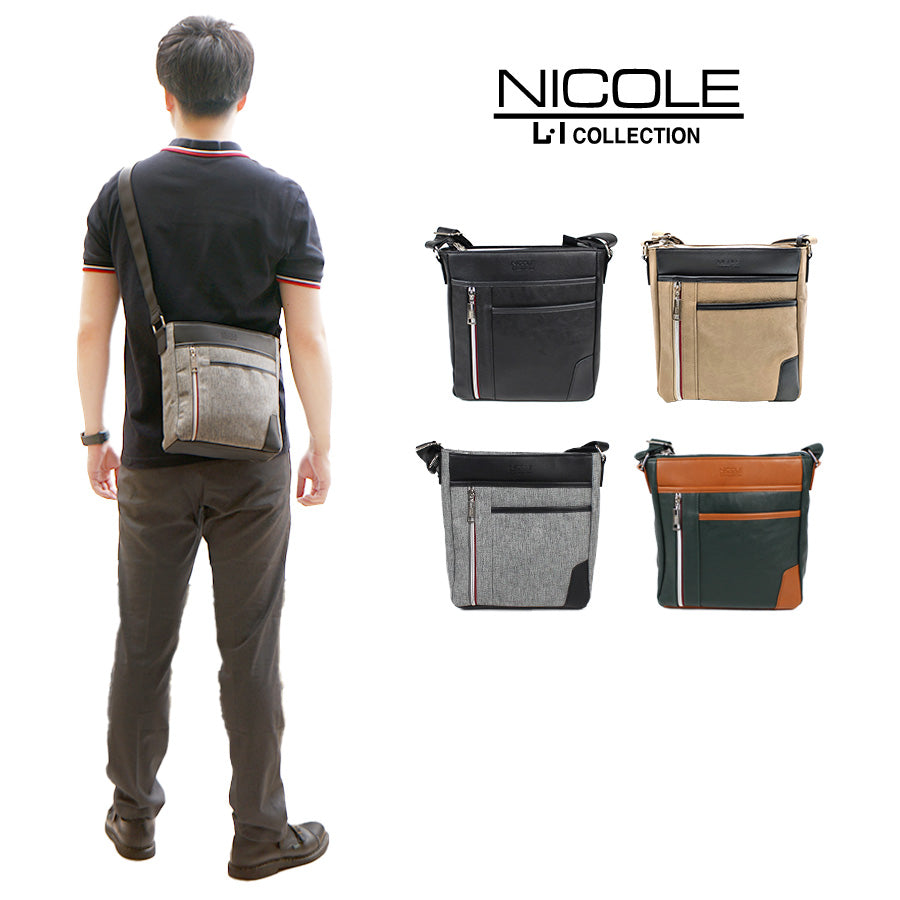 【正規取扱店】【NICOLE】ニコル オデッセイ シリーズ NIL263 ショルダーバッグ 大きめ 大容量 コンパクト ブランド おすすめ おしゃれ シンプル 黒 ブラック 灰色 グレー 緑 カーキ 合皮 切り替え トレンド プレゼント