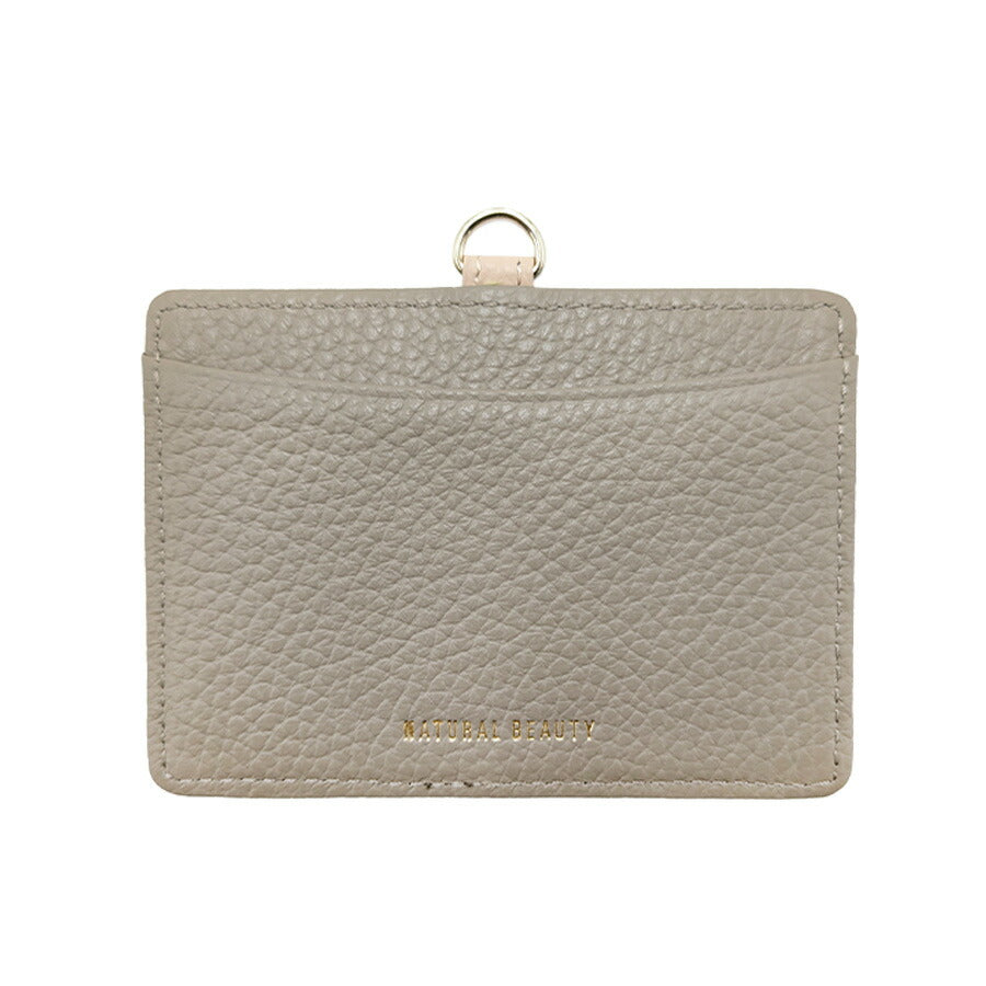 【NATURALBEAUTY】 70235 セレネ 牛革 IDケース イタリアンレザー リールストラップ付き パスケース 定期入れ バイカラー レディース プレゼント ブラック