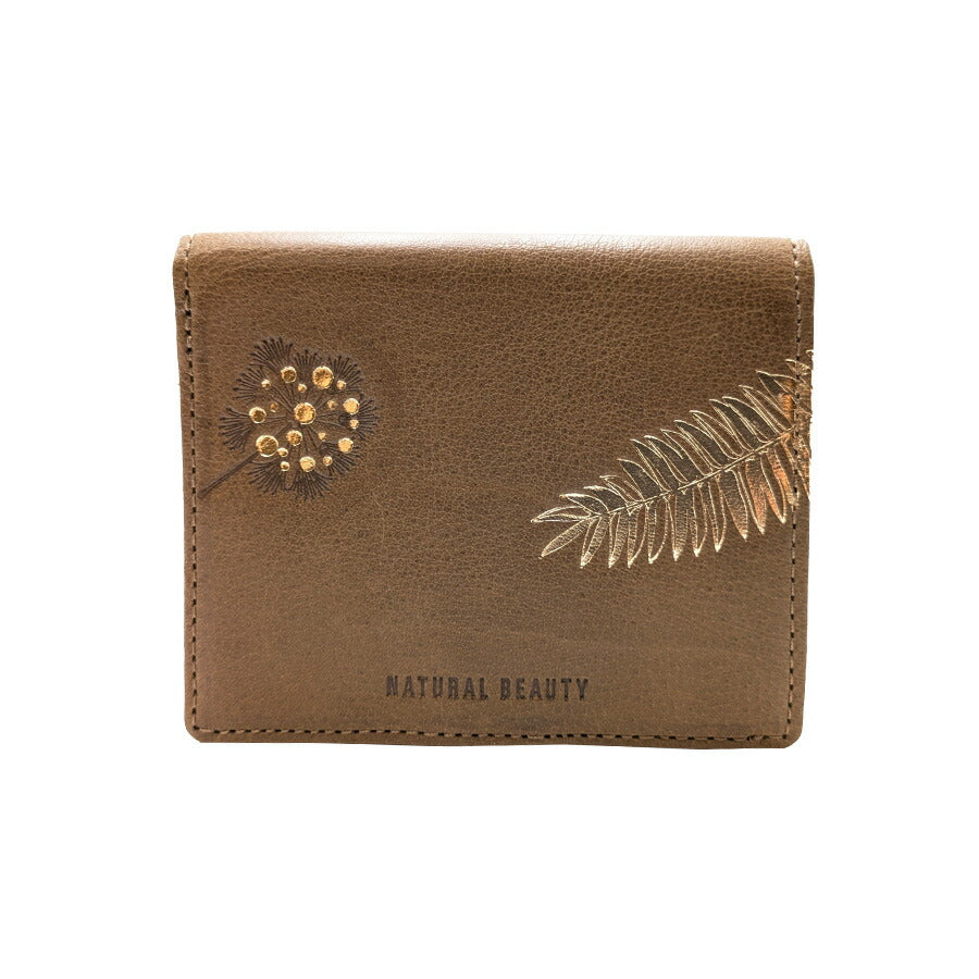 【NATURAL BEAUTY】70271 プリュネル 折り財布 レディース ウォレット 財布 サイフ さいふ 牛革 シンプル ナチュラルビューティー ネイビー カーキ オレンジ オーク 使いやすい 普段使い