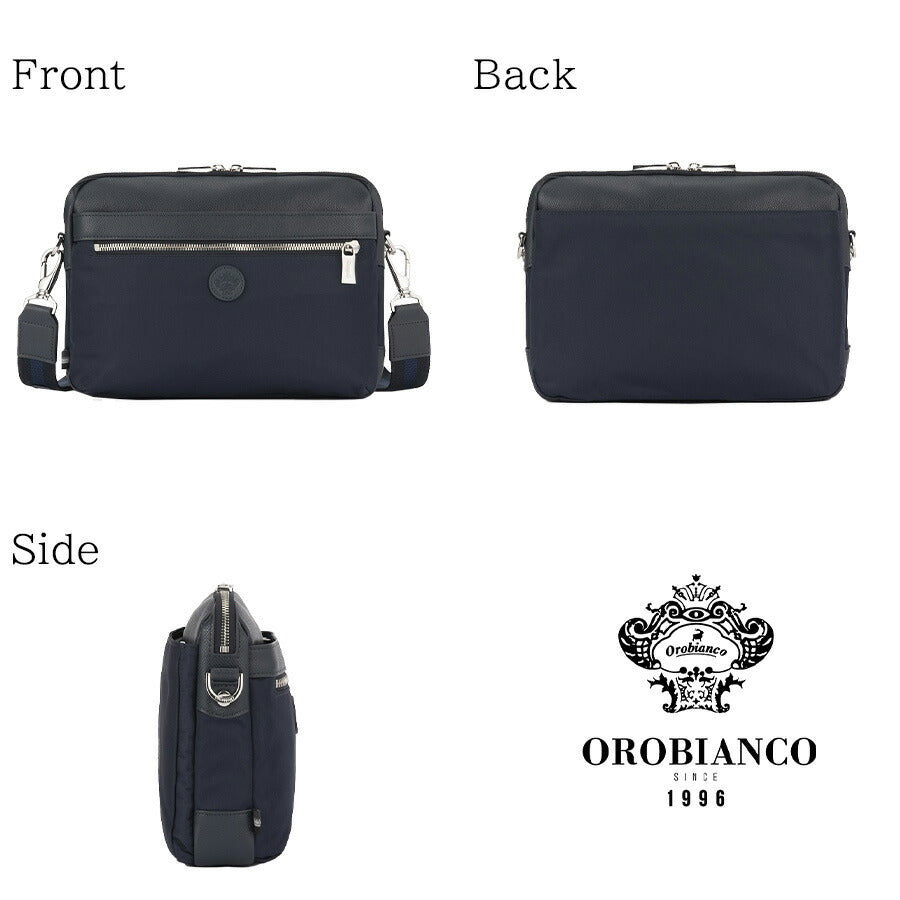 【Orobianco】92952 ソロペルテ 横型ショルダーバッグ 斜め掛け 普段使い 使いやすい 大容量 カジュアル シンプル 牛革 メンズ プレゼント ギフト ブラック