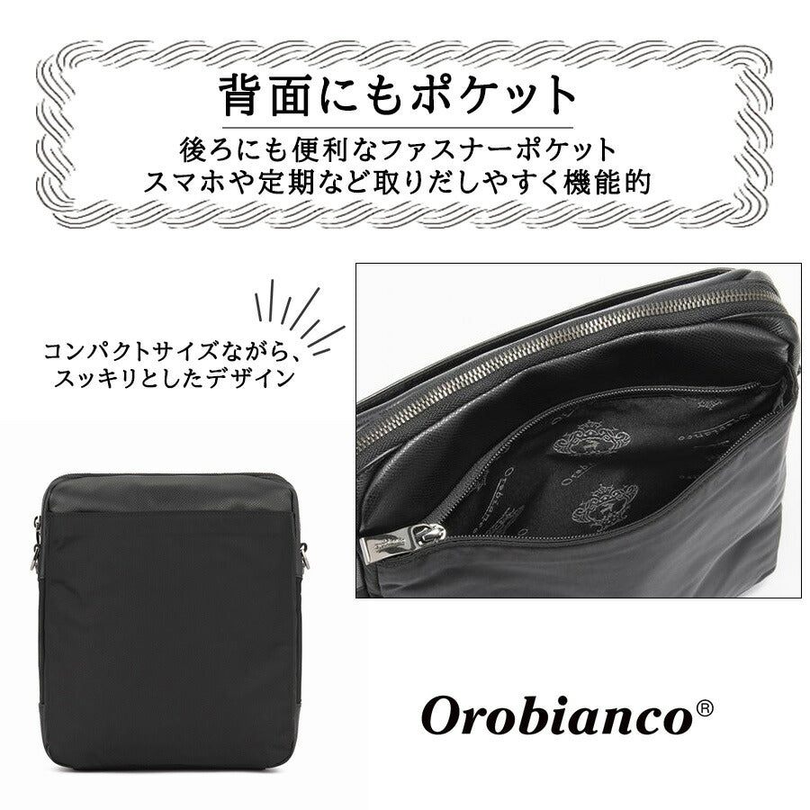 Orobianco 92953 ソロペルテ タテ型ショルダーバッグ 斜め掛け 斜め掛けバッグ 小さめ かばん 普段使い おしゃれ ブランド メンズ プレゼント ギフト ブラック