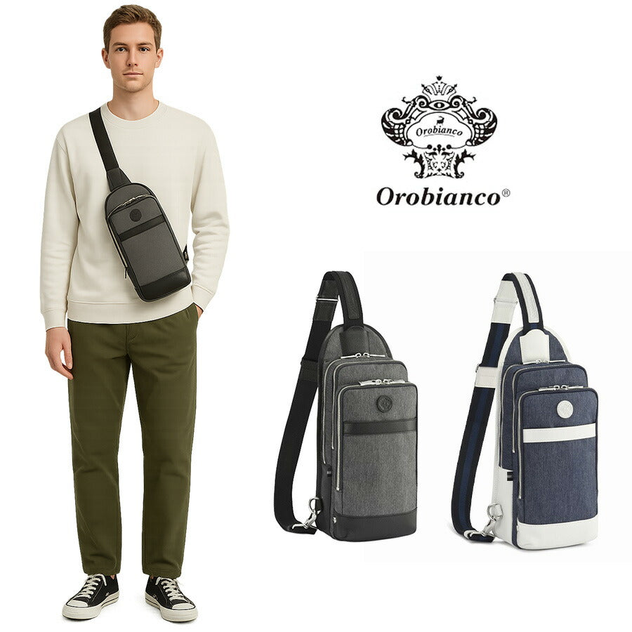 Orobianco 93119 ジーンズ2 ボディバッグ ワンショルダーバッグ 斜め掛け かばん 普段使い おしゃれ ブランド メンズ プレゼント ギフト ブラック