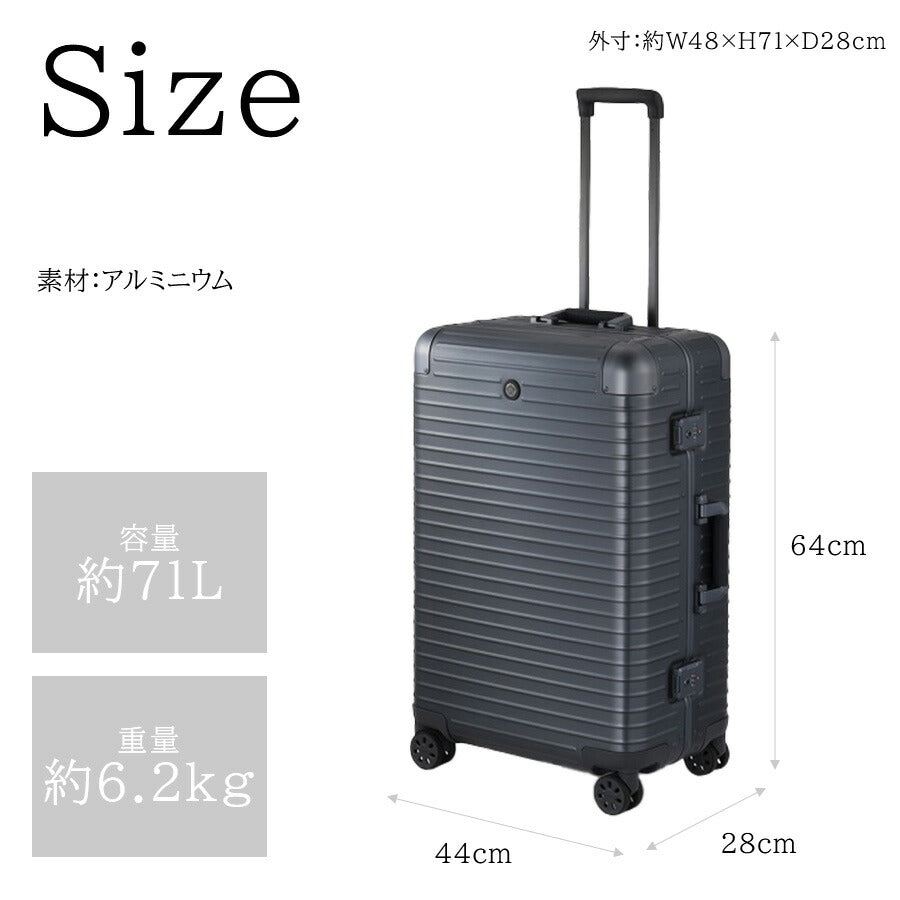 【Orobianco】93143 モヴェンツァ スーツケース 71L 5-7泊 キャリーケース 大容量 出張 旅行 宿泊 ラゲージタグ ユニセックス プレゼント ギフト シルバー