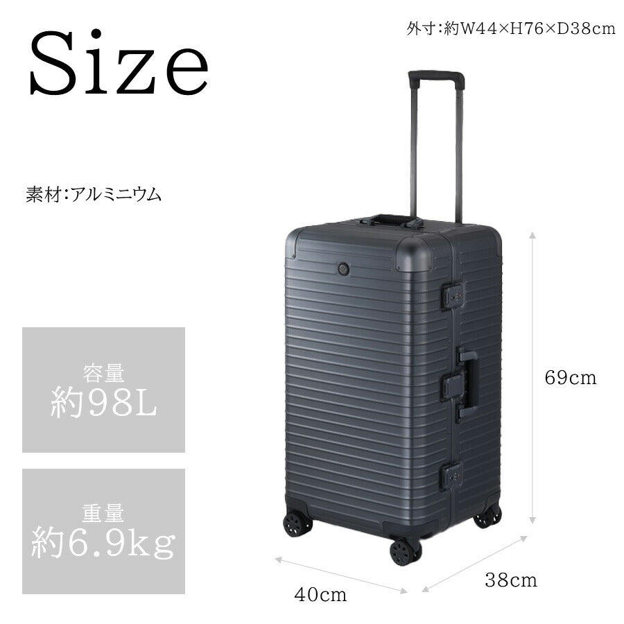 【Orobianco】93144 モヴェンツァ スーツケース 98L 7-10泊 キャリーケース 大容量 出張 旅行 宿泊 ラゲージタグ ユニセックス プレゼント ギフト シルバー