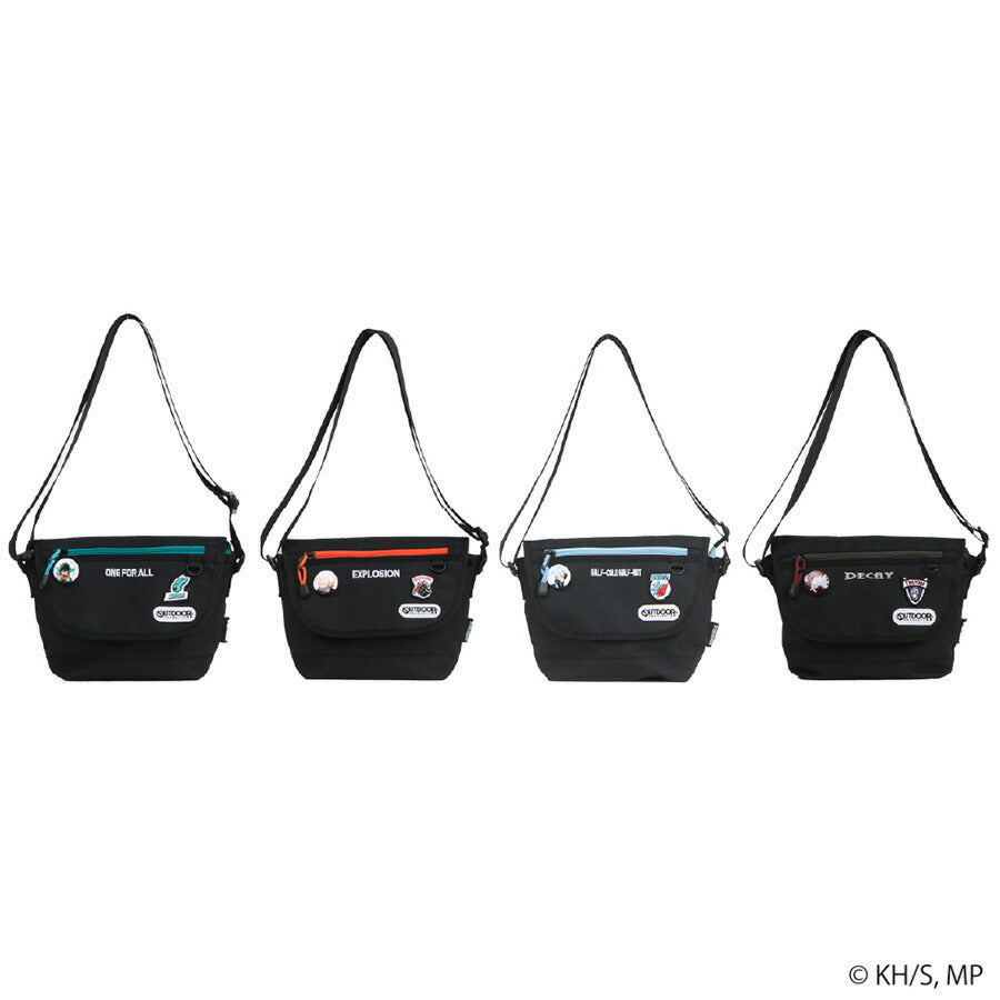 【レターパック配送/時間指定不可】【outdoor products】ha02 僕のヒーローアカデミア 缶バッチ付きフラップショルダー 緑谷出久 爆豪勝己 轟焦凍 死柄木弔
