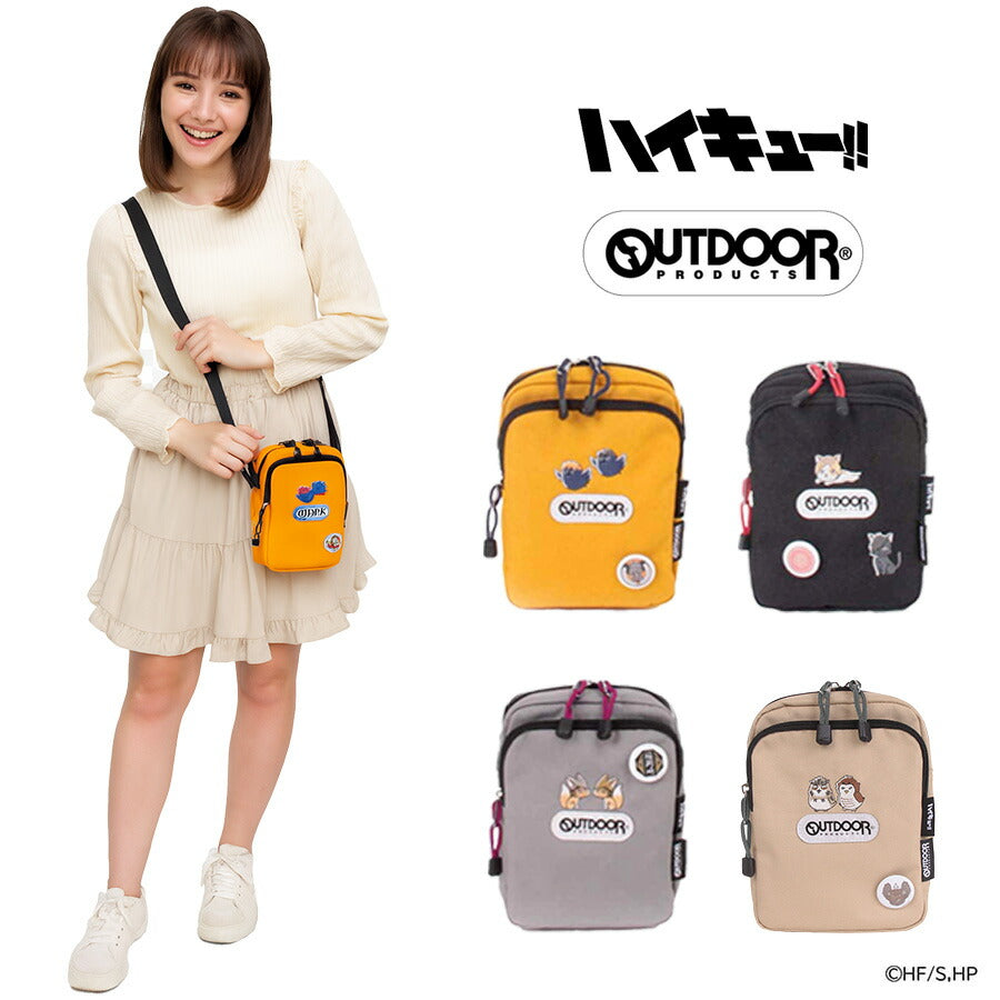 【OUTDOOR PRODUCTS】アウトドアプロダクツ ODHQ01 ハイキュー!! ミニショルダー 週刊少年ジャンプ バレー漫画 烏野高校 音駒高校 稲荷崎高校 オレンジ ブラック グレー ショルダーバッグ コラボ 買い物 お出かけ お揃い アニメ ヲタ活 小さめ プレゼント 誕生日