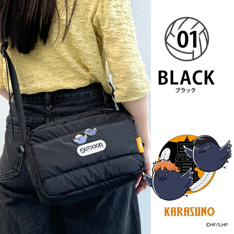 【OUTDOOR PRODUCTS】ODHQ41 ハイキュー ボンディングショルダーバッグ アウトドアプロダクツ 烏野高校/ブラック 音駒高校/レッド 稲荷崎高校/アイボリー 使いやすい 普段使い 日常 ユニセックス コラボ キャラクター