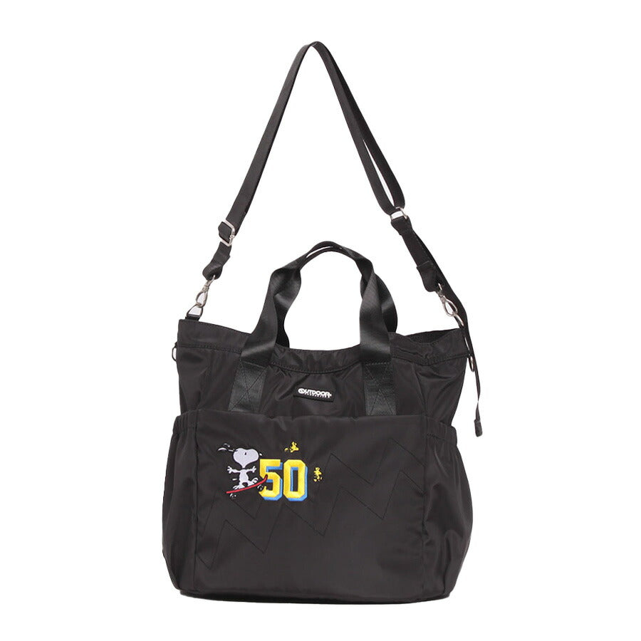 【outdoor products】 odb025 ピーナッツ 2WAYトートバッグL 斜め掛け かばん バッグ キャラクター コラボ スヌーピー ユニセックス ギフト プレゼント ブラック