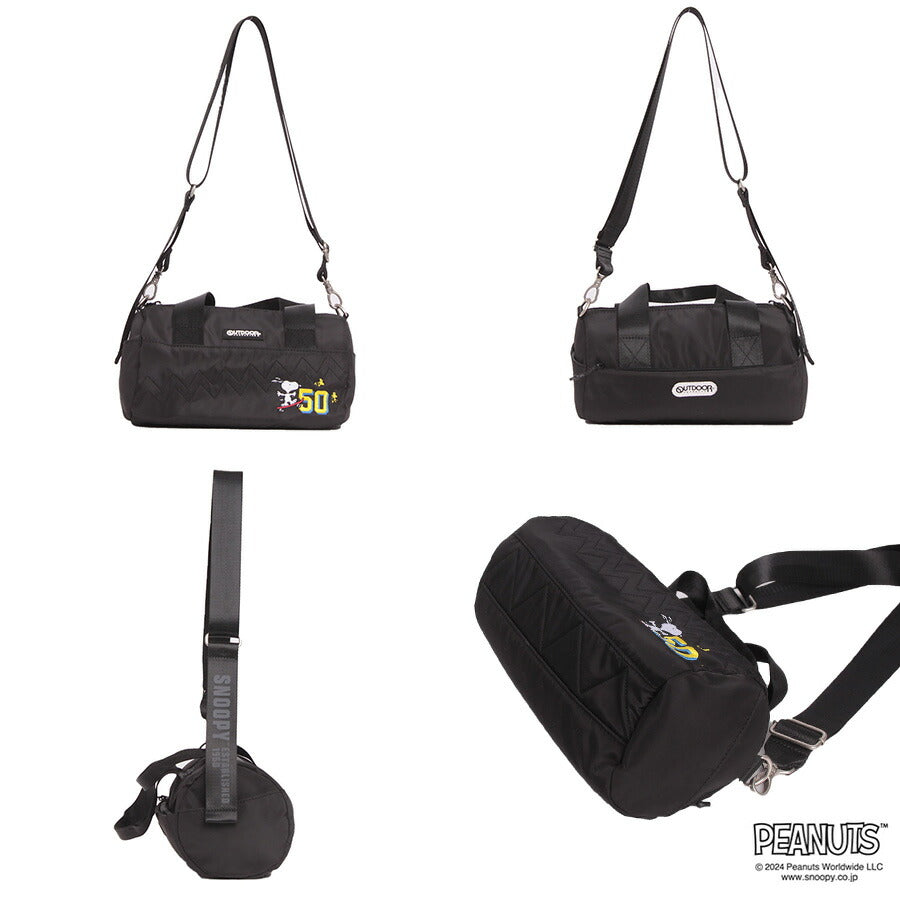 【クリックポスト/時間指定不可】【outdoor products】 odb027 ピーナッツ ロールボストン 斜め掛け かばん コラボ スヌーピー ユニセックス ギフト ブラック