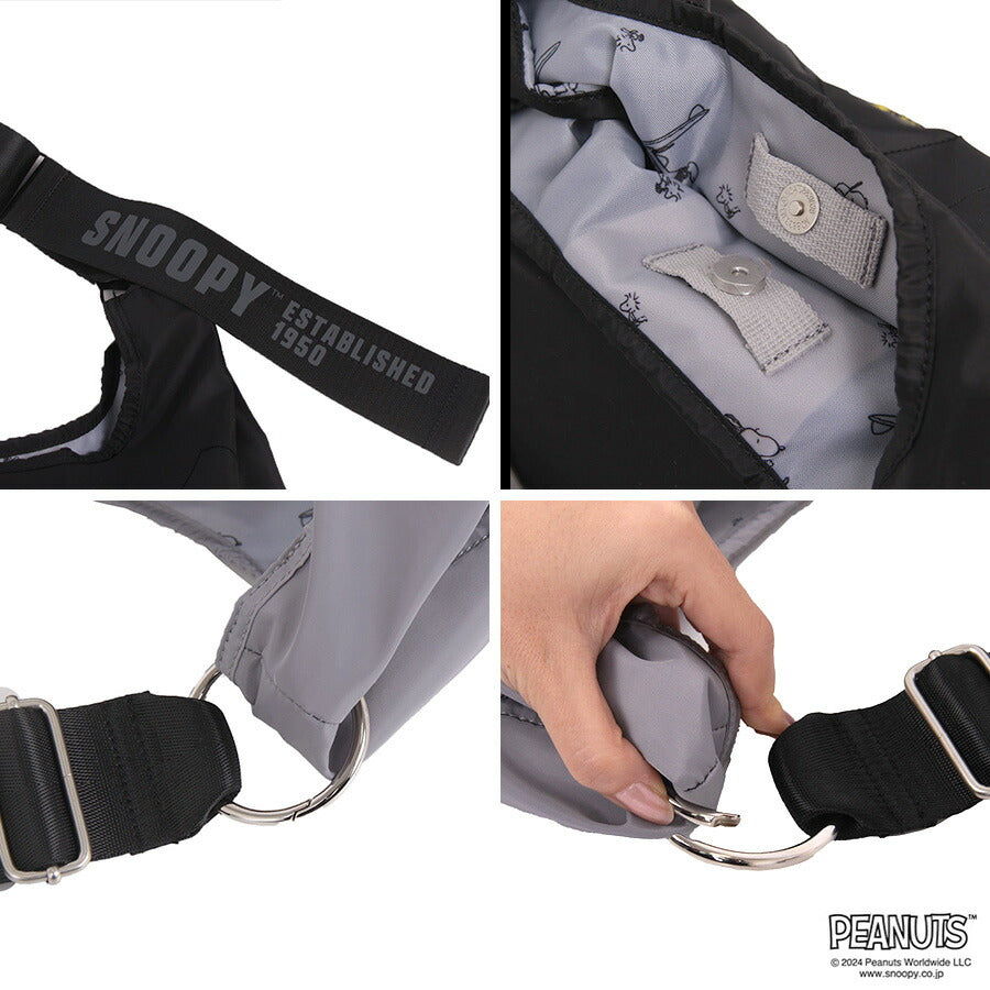 【outdoor products】 odb028 ピーナッツ 2WAYショルダー 斜め掛け かばん バッグ キャラクター コラボ スヌーピー ユニセックス ギフト プレゼント ブラック
