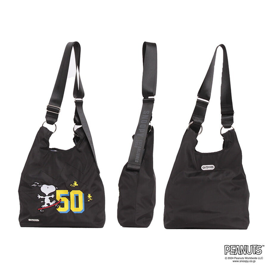 【outdoor products】 odb028 ピーナッツ 2WAYショルダー 斜め掛け かばん バッグ キャラクター コラボ スヌーピー ユニセックス ギフト プレゼント ブラック