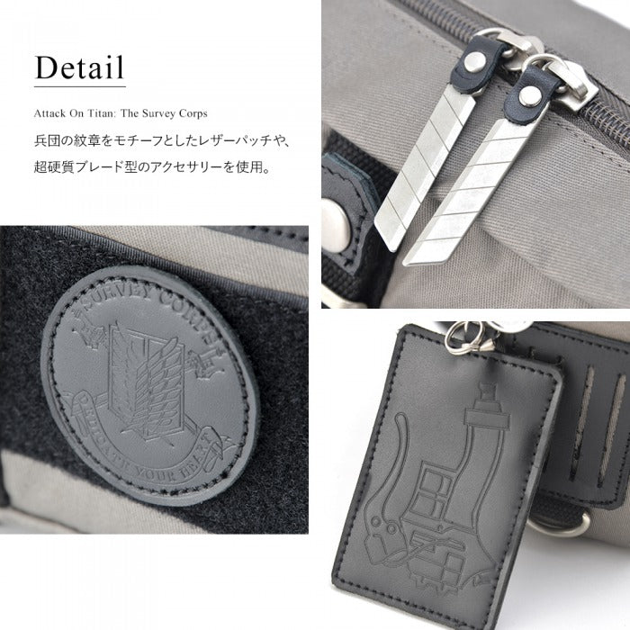 DEVICE 【進撃の巨人コラボ】DEVICE×進撃の巨人 立体機動ポーチ ブレードショルダー 進撃 コラボ 鞄 本革 ミリタリー 斜め掛け ミニショルダーOSH90078
