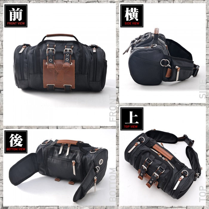 DEVICE 【進撃の巨人コラボ】DEVICE×進撃の巨人 立体機動ポーチ 4way バッグ 進撃 コラボ 鞄 本革 ミリタリー ボストン リュック ボディバッグ ウエストポーチowh80098