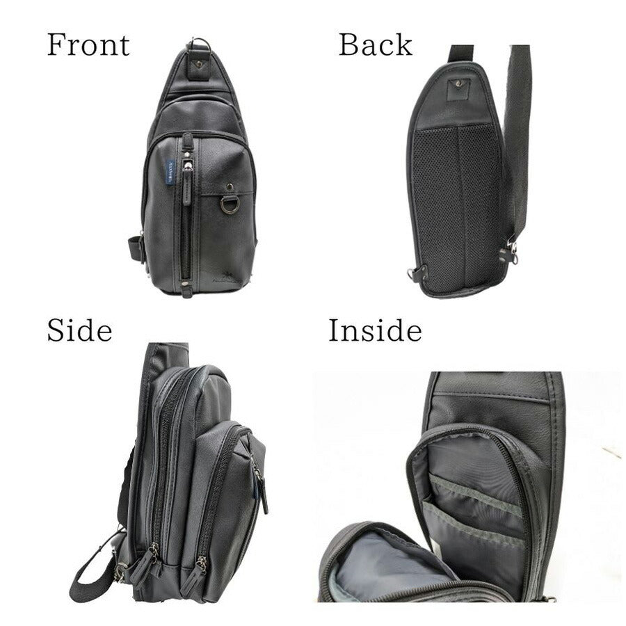 【POLOCHAMPS】 pcp106 ボディバッグ ショルダーバッグ 肩掛け 斜め掛け 使いやすい 普段使い シンプル カジュアル ユニセックス プレゼント ブラック