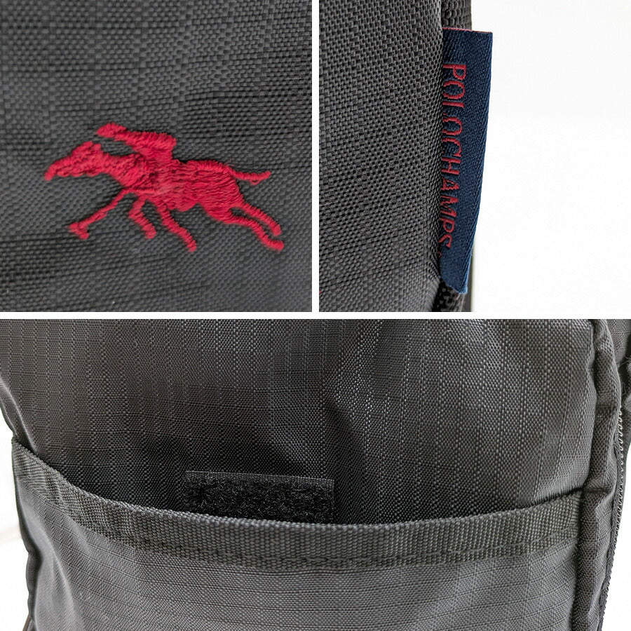 【POLO CHAMPS】 pcr106 ボディバッグ 斜め掛け かばん カバン バッグ 使いやすい 普段使い シンプル カジュアル メンズ 父の日 ギフト プレゼント ブラック