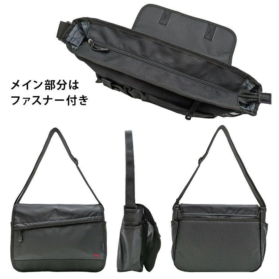 【POLO CHAMPS】 pcr112 フラップショルダー 斜め掛け かばん カバン 鞄 使いやすい 普段使い シンプル カジュアル メンズ 父の日 ギフト プレゼント ブラック