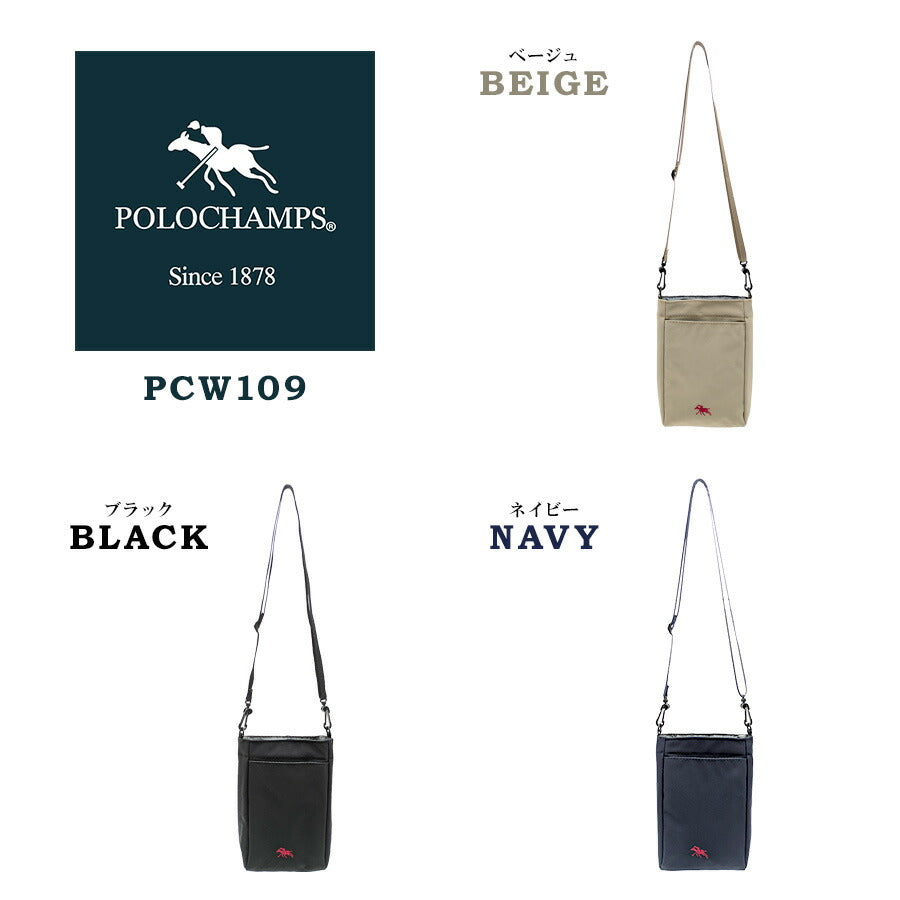 【クリックポスト/時間指定不可】【POLO CHAMPS】 pcw109 ポーチショルダー 斜め掛け かばん 使いやすい 普段使い シンプル カジュアル メンズ ギフト ブラック