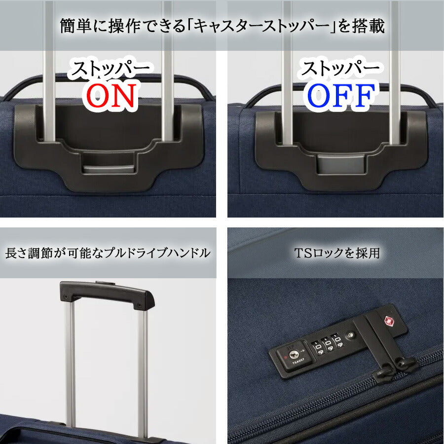 【PROTECA】 12101 アクトーイ2 キャリーケース35L スーツケース 機内持ち込み フロントオープン 日本製 プロテカ 1〜2泊 出張 旅行 ブラック ストッパー付き