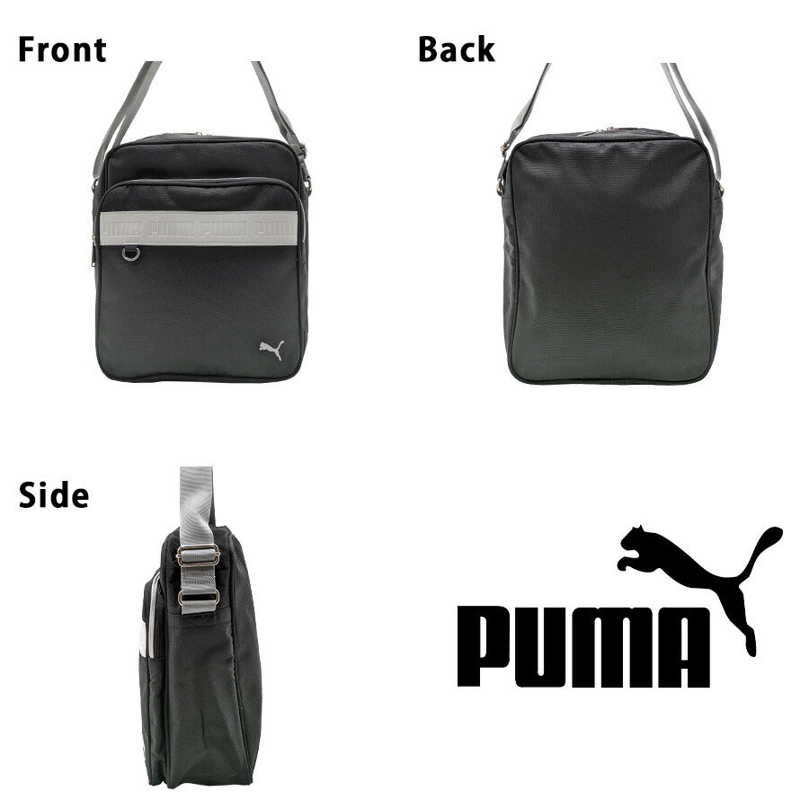 【PUMA】j20140 スクールショルダー かばん バッグ ショルダー サブバッグ 縦型 斜め掛け プーマ 使いやすい 中学生 高校生 女子学生 学生 通学 ブラック