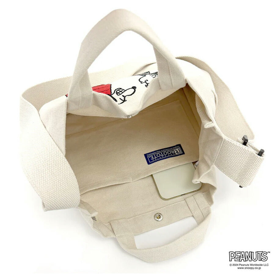 【ROOTOTE】 8383 IP.ミディアム.2way.ピーナッツ-0A トートバッグ 軽量 使いやすい シンプル スヌーピー キャラクター レディース プレゼント アイボリー