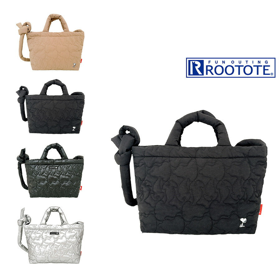 【ROOTOTE】8450 IP.BR.quilt.Peanuts-0N トートバッグ 斜め掛け 手持ち スヌーピー かわいい 普段使い 使いやすい レディース ギフト ブラック