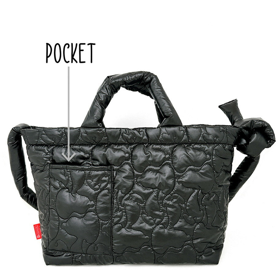 【ROOTOTE】8450 IP.BR.quilt.Peanuts-0N トートバッグ 斜め掛け 手持ち スヌーピー かわいい 普段使い 使いやすい レディース ギフト ブラック