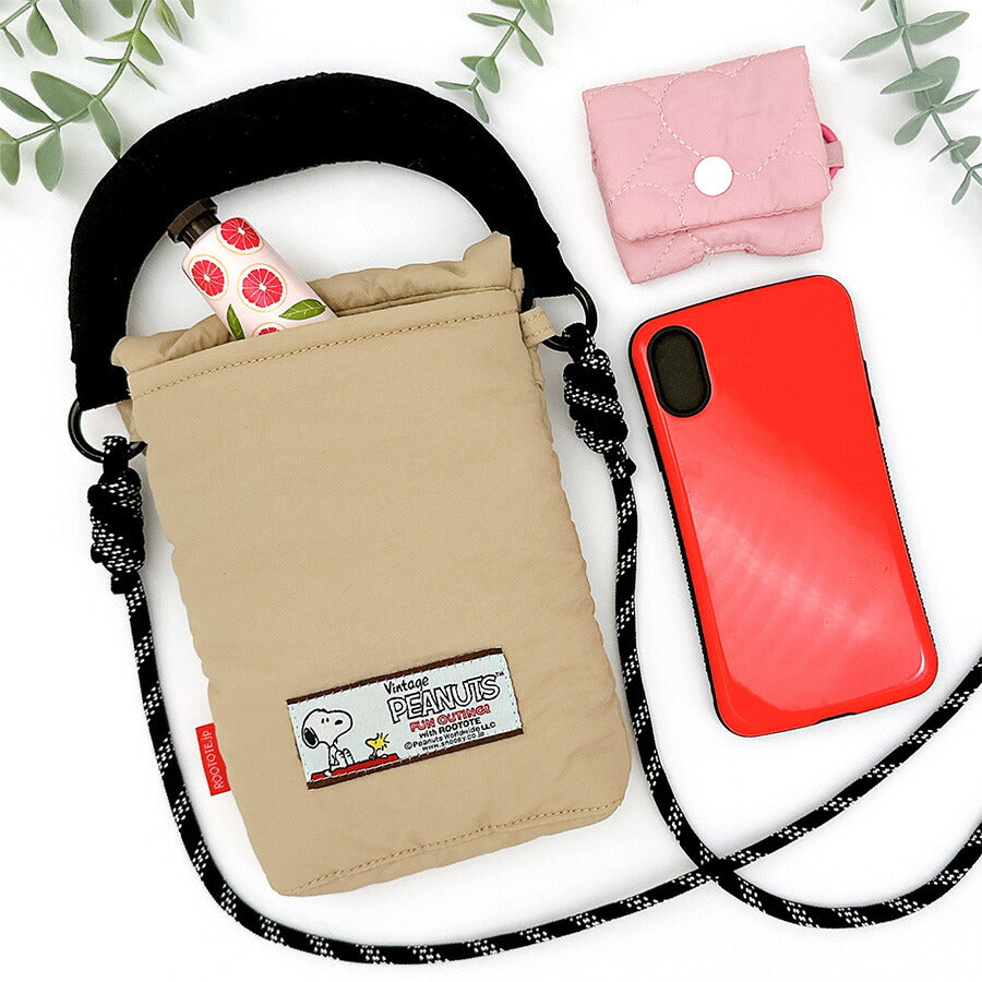 【クリックポスト/時間指定不可】【ROOTOTE】8452 IP.BR.Padded.Peanuts-0S 斜め掛け ショルダー スヌーピー かわいい 普段使い レディース ギフト ブラック