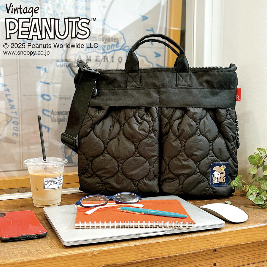 【ROOTOTE】8456 IP.A4w.パフ.Peanuts-0R 斜め掛け 手持ち ショルダー スヌーピー かわいい 使いやすい 普段使い レディース プレゼント ギフト ブラック