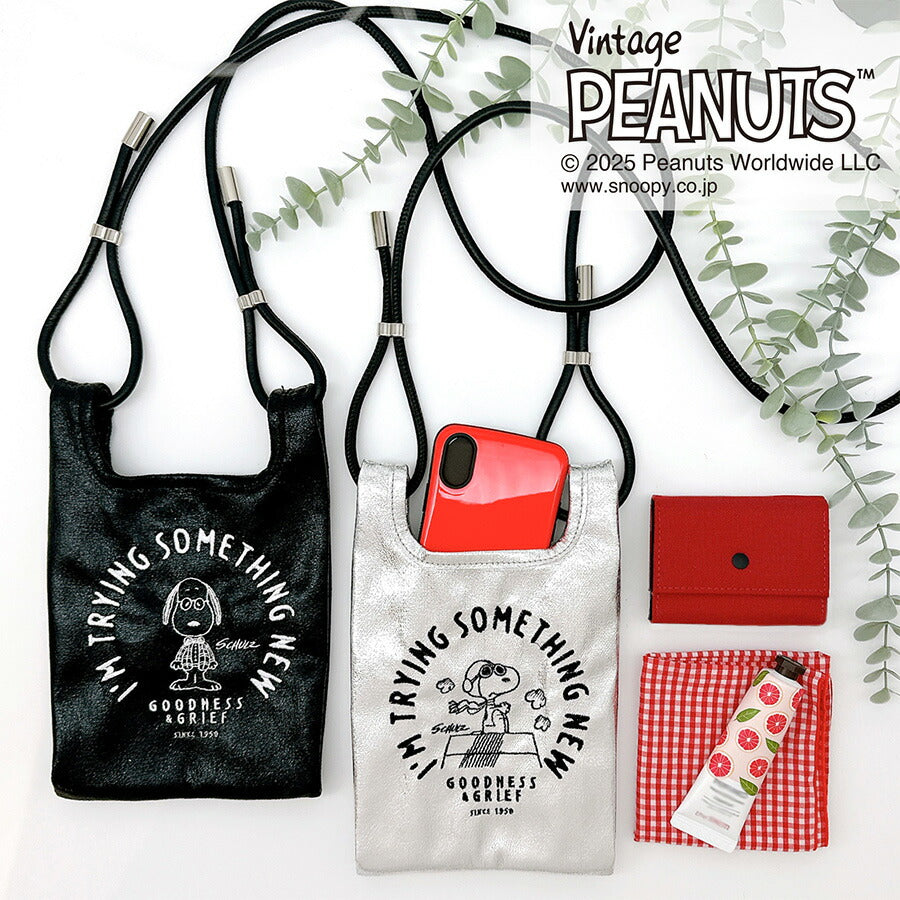 【クリックポスト/時間指定不可】【ROOTOTE】8460 IP.RSミニ.メタリック.Peanuts-0P エコバッグ 手持ち 斜め掛け スヌーピー レディース プレゼント ブラック