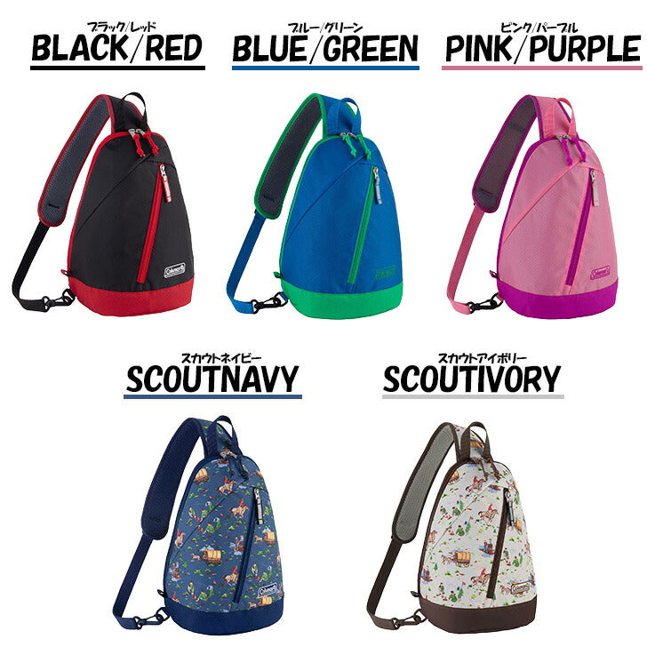 Coleman コールマン スリングバッグミニ sling-mini キッズ ワンショルダー スリング バッグ ロゴ ワンポイント 総柄 アウトドア 使いやすい チェストストラップ リフレクター サイドポケット シンプル 小さめ 通園 通学 遠足 学童 習い事 お出かけ
