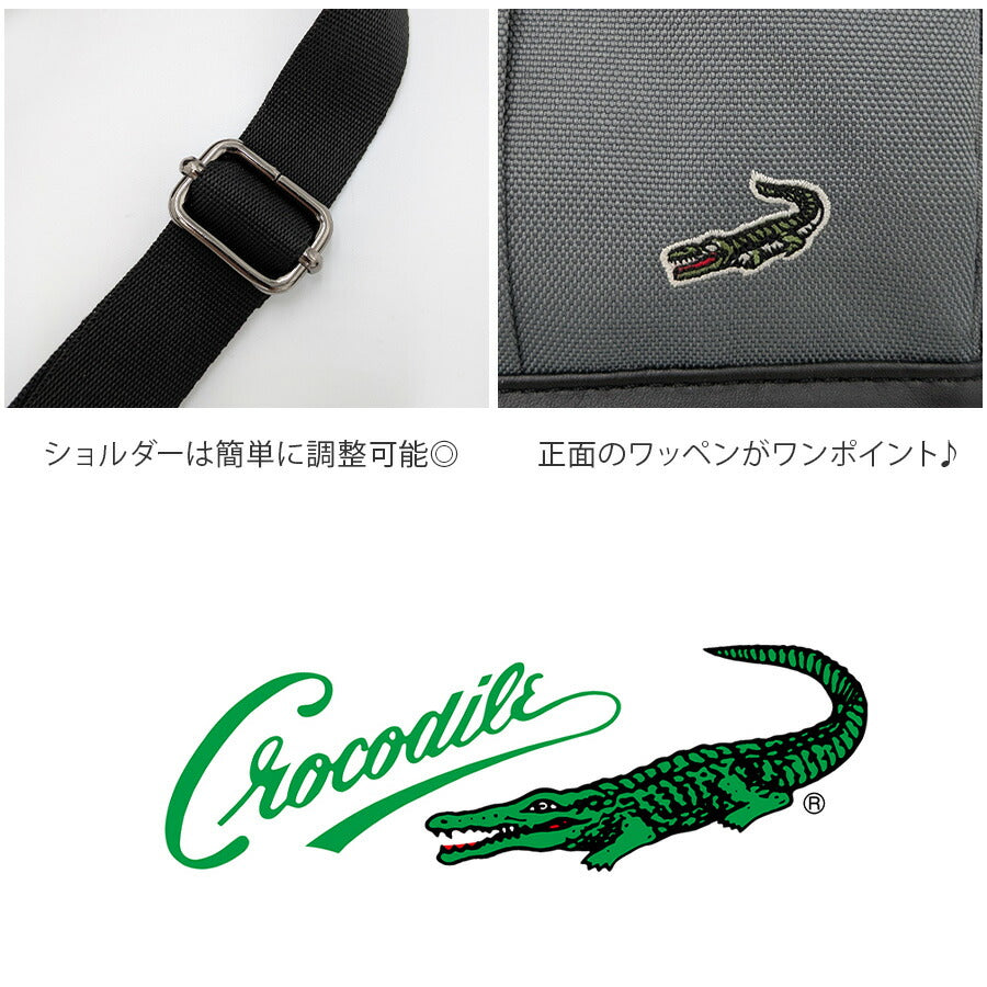 【クリックポスト/時間指定不可】【Crocodile】736-1604 横型ショルダーバッグ 斜め掛け かばん シンプル 使いやすい 普段使い メンズ プレゼント ギフト グレー