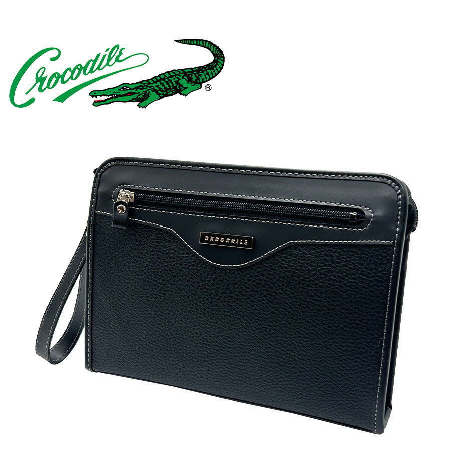 【Crocodile】736-7092 セカンドバッグ 日本製 かばん カバン 鞄 バッグ クラッチ 手持ち 日常 普段使い 使いやすい 便利 多機能 シンプル クロコダイル ブラック かっこいい おしゃれ メンズ お出かけ