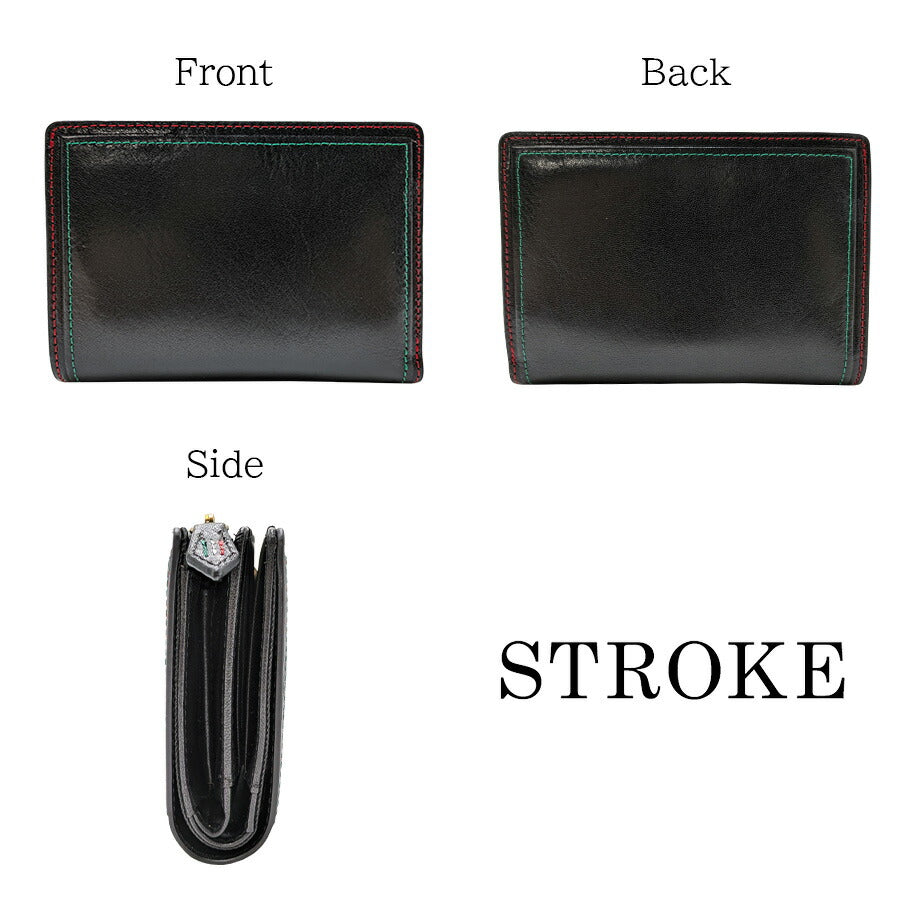 【STROKE】760-703 ミドル折り財布 牛革 ストローク ブラック ネイビー チョコ 使いやすい 便利 財布 ウォレット サイフ さいふ 折り財布 メンズ 父の日 敬老の日 丈夫 イタリアンレザー