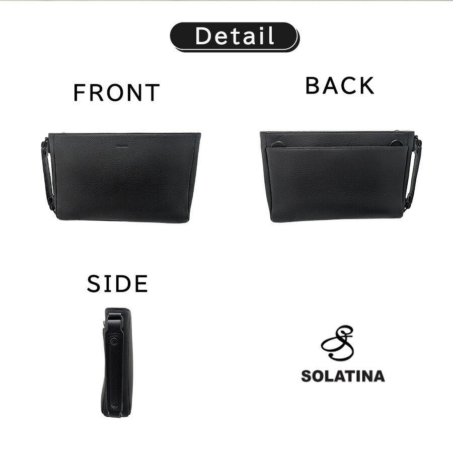 SOLATINA sbi-00011 3wayショルダーバッグ トートバッグ セカンドバッグ 肩掛け 手持ち 斜め掛け 牛革 本革 ユニセックス メンズ プレゼント ギフトブラック
