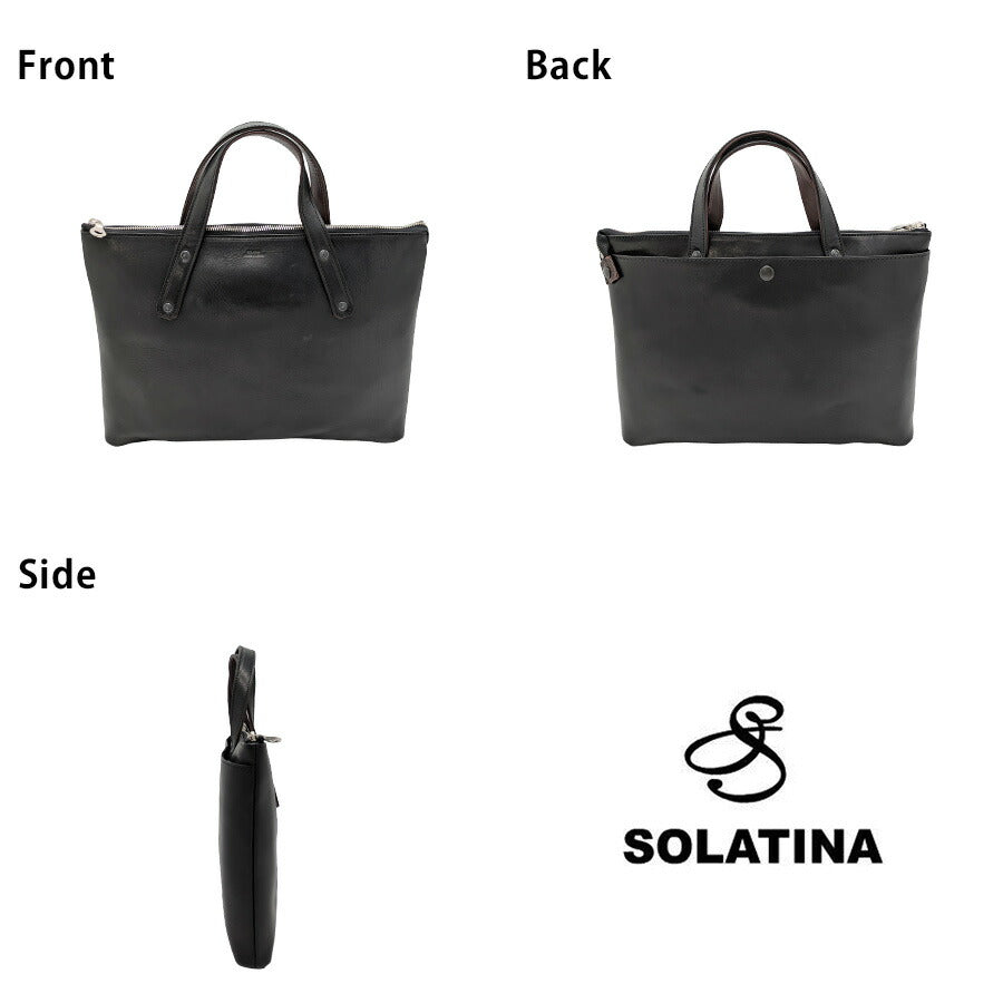SOLATINA sjp-00207 2WAYトートバッグ 斜め掛け 手持ち 鞄 カバン かばん バッグ 普段使い 使いやすい 牛革 レザー メンズ プレゼント ギフト ブラック 日本製