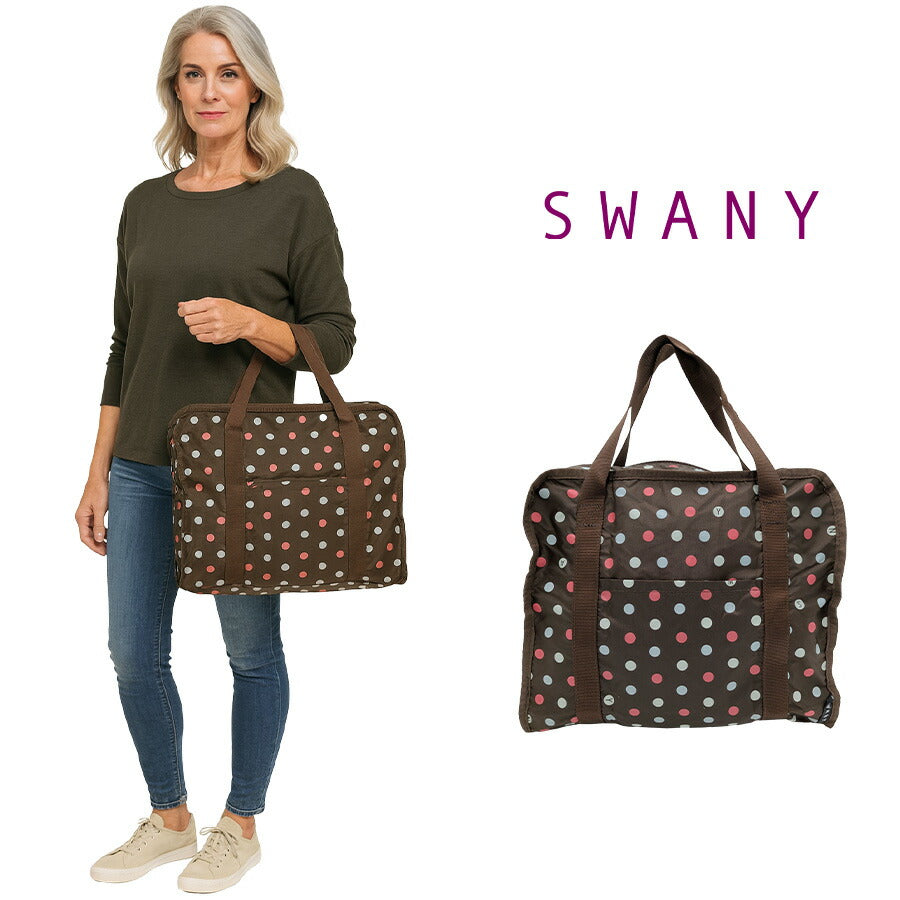【クリックポスト/時間指定不可】【SWANY】a126 ハンドルサック 水玉 M 手持ち キャリーオン コンパクト シンプル おしゃれ レディース プレゼント ブラウン