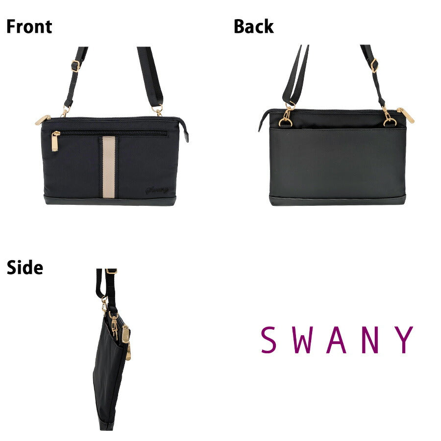 【クリックポスト/時間指定不可】【SWANY】a398 ハンドルポーチ S キャリーオン 斜め掛け かばん シンプル おしゃれ レディース プレゼント ギフト ブラック