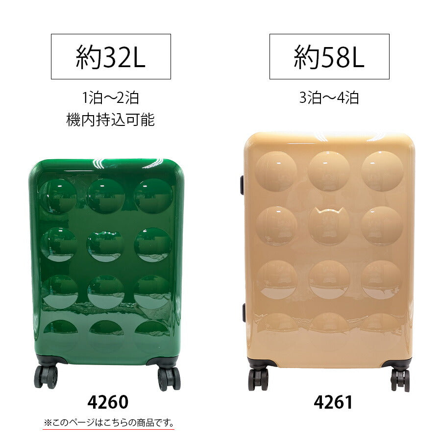 【tsumori chisato CARRY】 4260 ネコドットキャリー 32L 1〜3泊 スーツケース 機内持ち込み TSAロック レディース プレゼント ギフト 母の日 敬老の日 ブラック