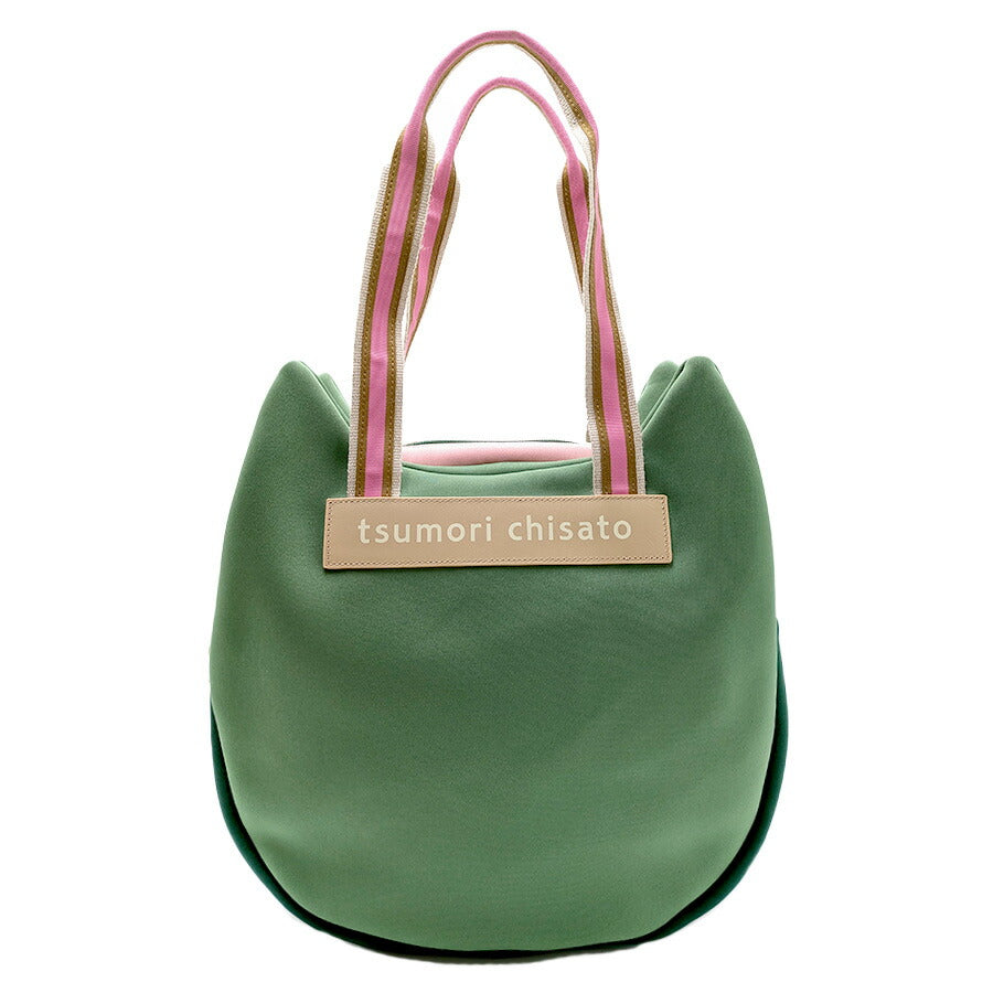 【tsumori chisato CARRY】 50796 ネコかおウレタン トートバッグ 手持ち バイカラー かばん 使いやすい かわいい おしゃれ レディース 母の日 ギフト ブラック