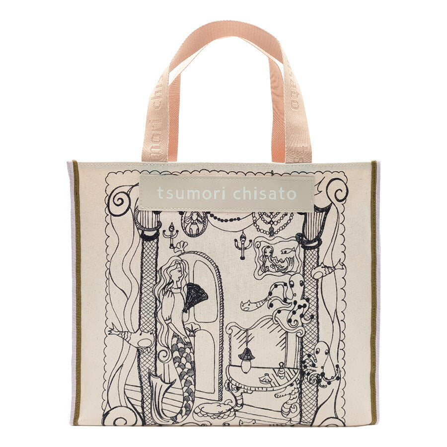 【tsumori chisato CARRY】 50806 マーメイドルーム トートバッグL 手持ち 総柄 日本製 かばん おしゃれ かわいい レディース 母の日 敬老の日 ギフト ブラック