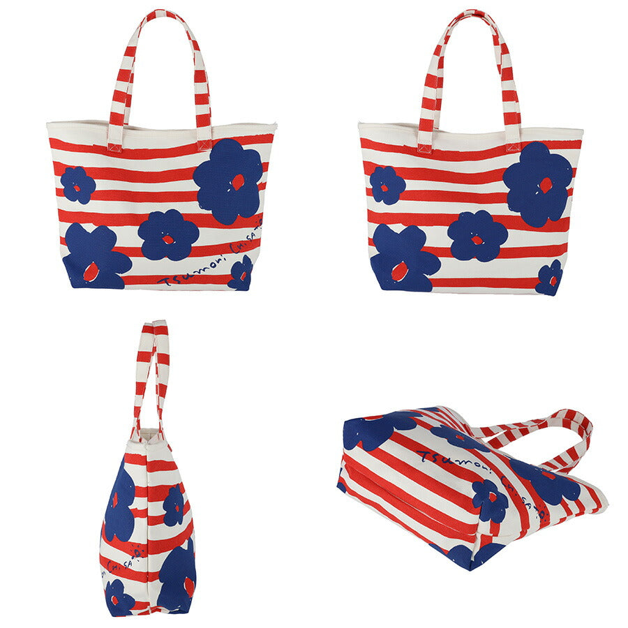 【tsumori chisato CARRY】 50866 フラワーボーダートートバッグL 手持ち かばん 使いやすい かわいい おしゃれ レディース 母の日 敬老の日 ギフト ブラック