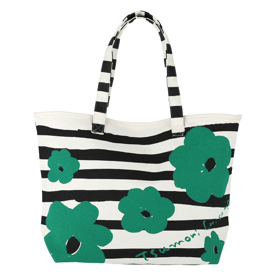【tsumori chisato CARRY】 50866 フラワーボーダートートバッグL 手持ち かばん 使いやすい かわいい おしゃれ レディース 母の日 敬老の日 ギフト ブラック