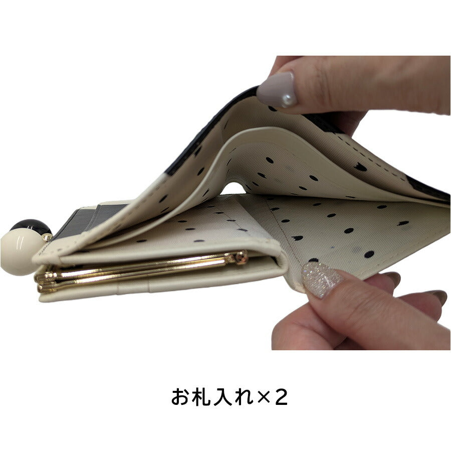 tsumorichisatoCARRY 57301 ズームドット がま口二つ折り財布 がま口財布 折り財布 ウォレット 普段使い レディース プレゼント ギフト 母の日 日本製 ブラック