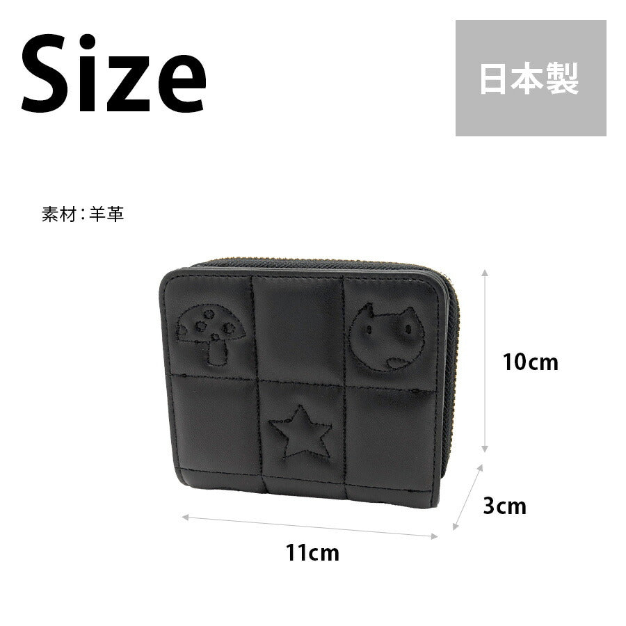 【tsumori chisato CARRY】57821 ネコキルティング 折り財布 財布 さいふ サイフ ウォレット 日本製 普段使い レディース ギフト プレゼント ブラック 母の日